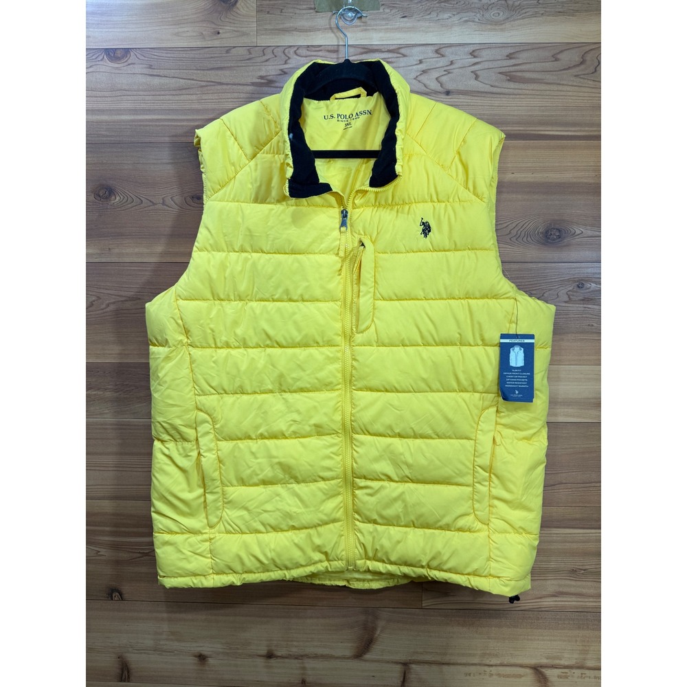 US Polo Assn Mens Puffer Vest Yellow Water Resistant Slim Fit 3XL NWT 109864P1